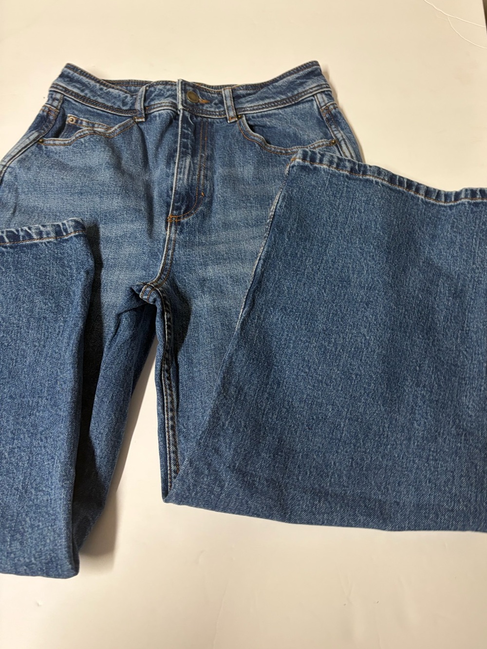 Sezane Le Crop Wide Leg Blue Rigid Denim Jeans - Picture 6 of 11